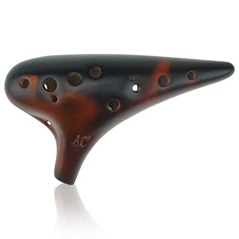 Classic 12 Hole Ceramic Ocarina StrawFire Pottery Ocarina Alto C Ocarina by OcarinaWind