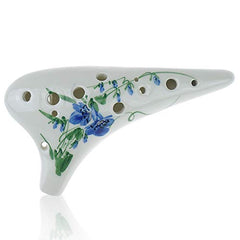 OcarinaWind Hand Painting 12 Hole Ocarina, Alto C Ocarina,Ceramic 12 Hole Ocarina (Hand Paiting Trumpet Creeper)