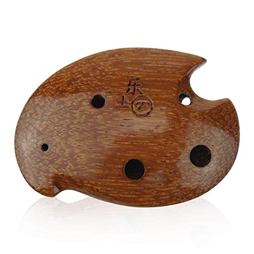 6 hole wooden ocarina elm or locust wood SSF,Exquisite Design,Mini Wooden Ocarina Necklace Music Instrument Gift Idea