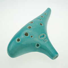 "Mountain Echo" 12 Hole Alto C Ocarina,Blue Ice Crack Ceramic, Unique Design and Well Tuned, Comfortable to Hold and Play (Blue)