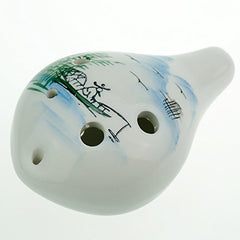 Hand Painting "Shan Shui" 6 Hole Ocarina,Alto C,Glazed Ceramic,Beautiful Design,Wine Bottle Style by OcarinaWind