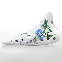 OcarinaWind Hand Painting 12 Hole Ocarina, Alto C Ocarina,Ceramic 12 Hole Ocarina (Hand Paiting Trumpet Creeper)