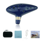 12 Hole Ocarina - Ceramic Flute in Dark Blue and C Major Tuning, Gift Idea