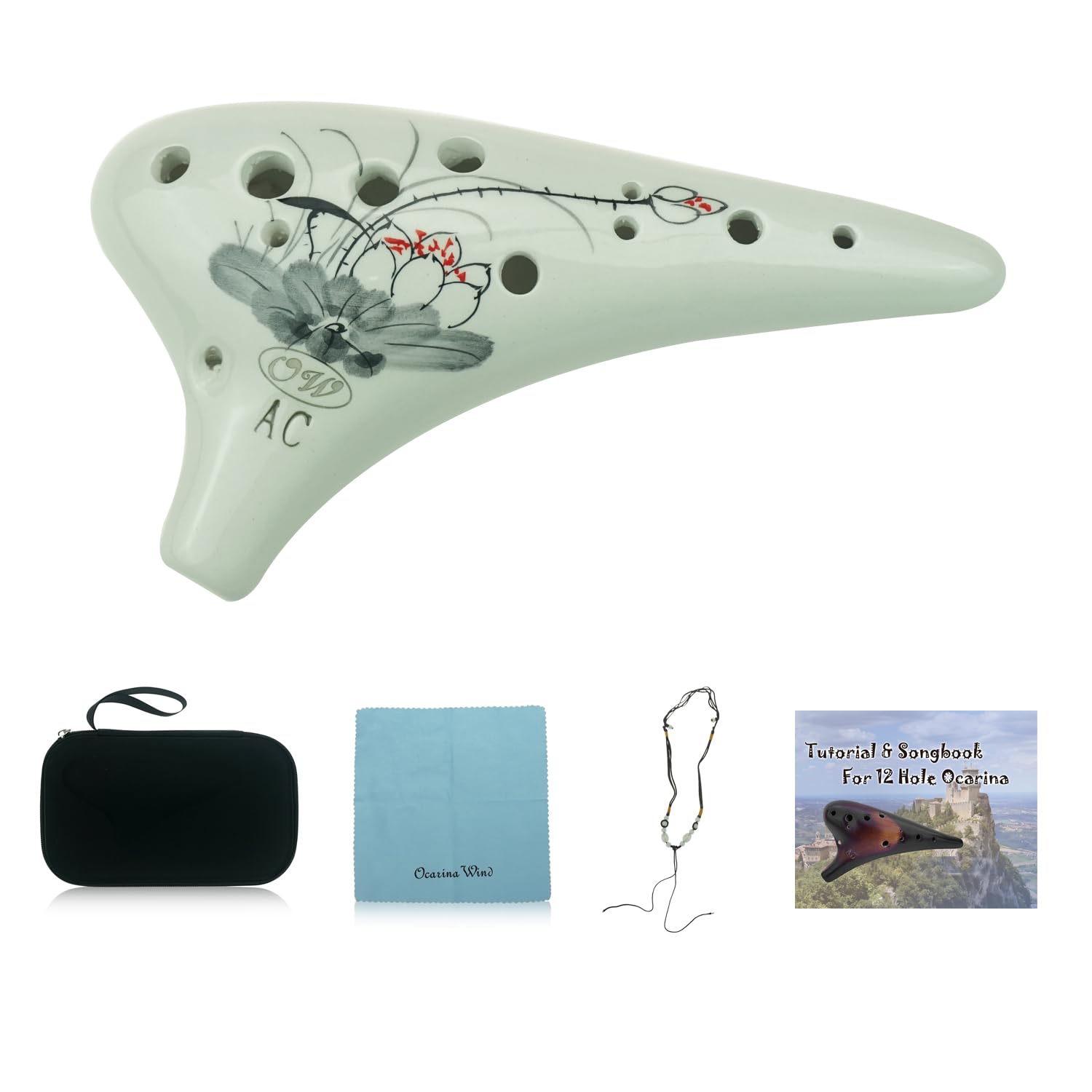 OcarinaWind "Lotus" 12 Hole Ocarina, Alto C Ocarina,hand Painting Lotus