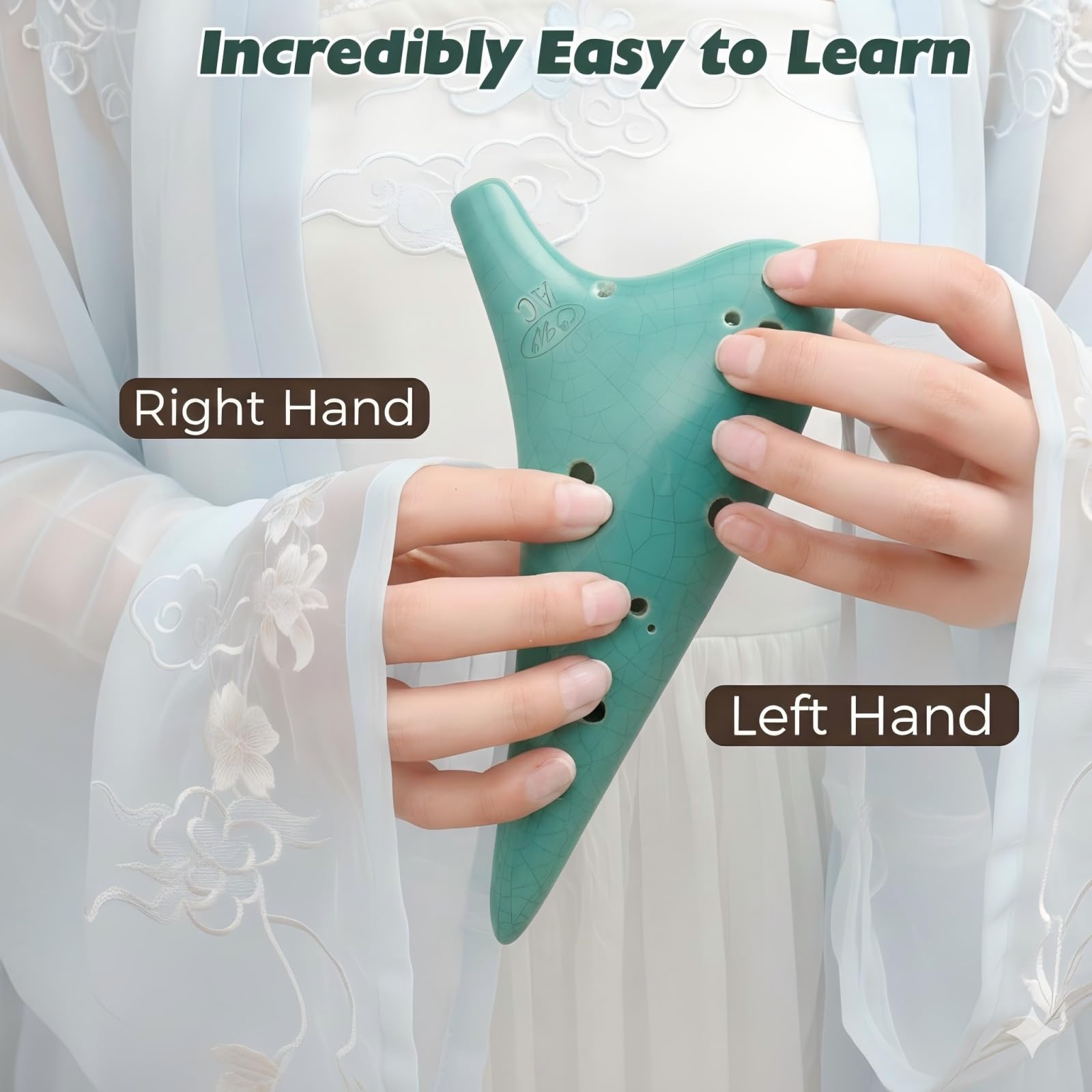 OcarinaWind® 12 Hole Ocarina Exquisite Craft of Blue Ice-crack Alto C,Tenor C Ocarina, Gift Idea