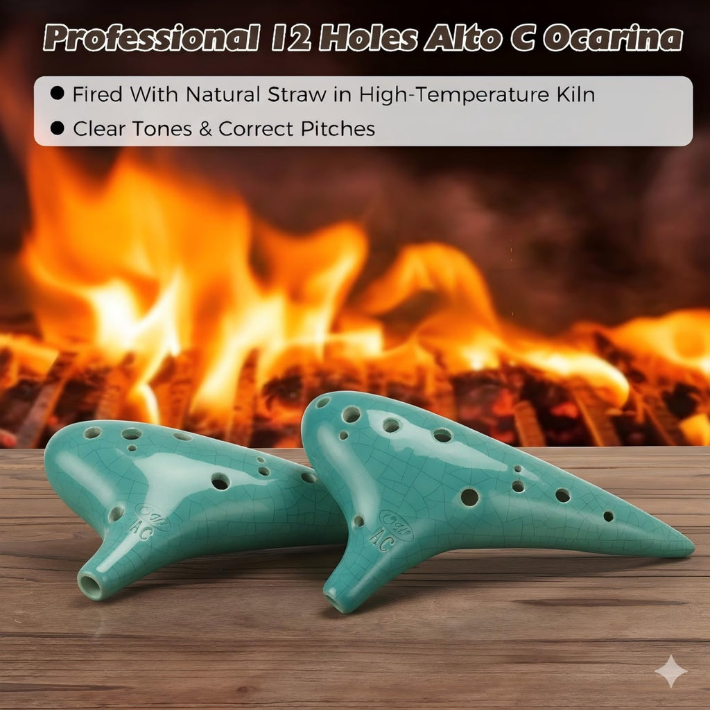 OcarinaWind® 12 Hole Ocarina Exquisite Craft of Blue Ice-crack Alto C,Tenor C Ocarina, Gift Idea