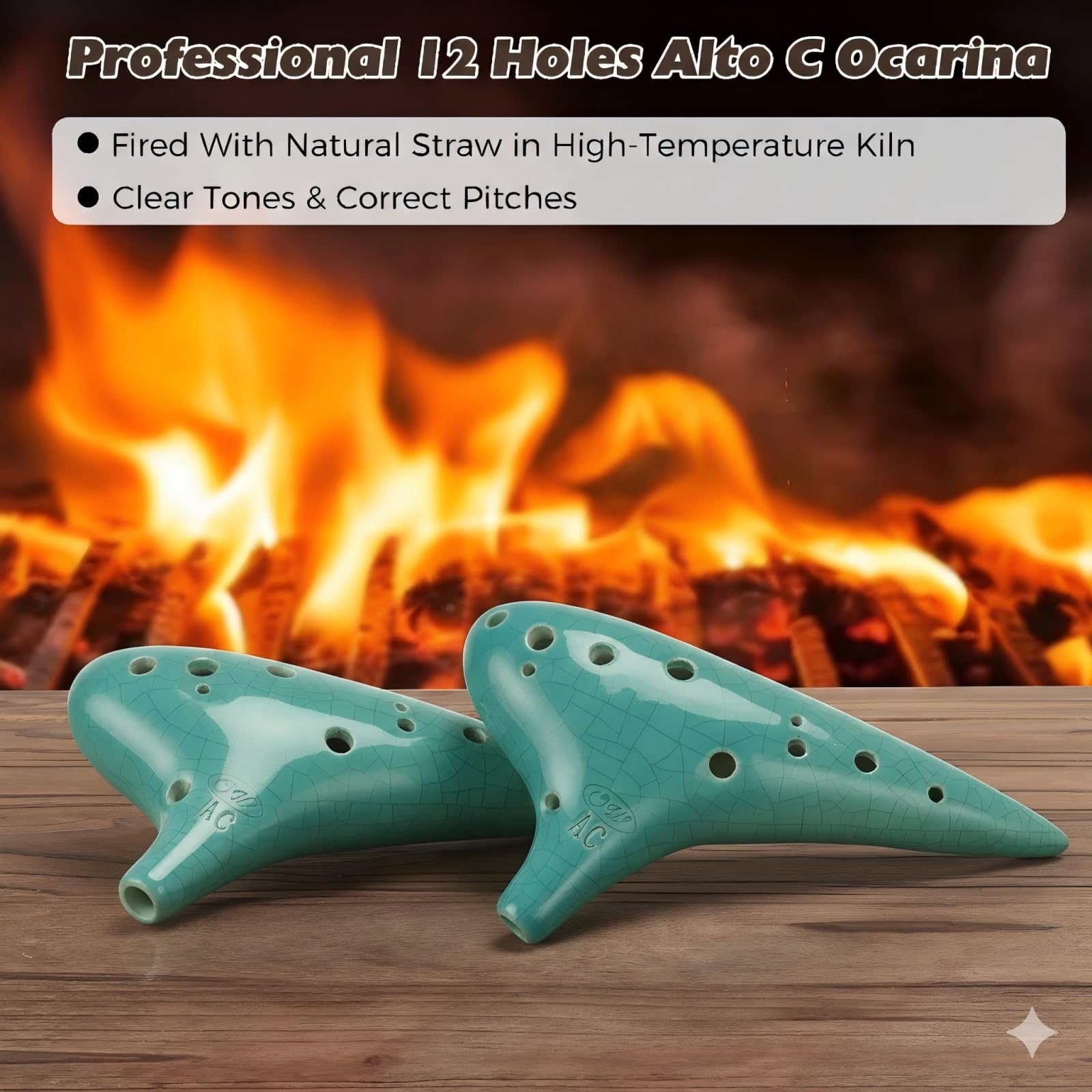 OcarinaWind® 12 Hole Ocarina Exquisite Craft of Blue Ice-crack Alto C,Tenor C Ocarina, Gift Idea