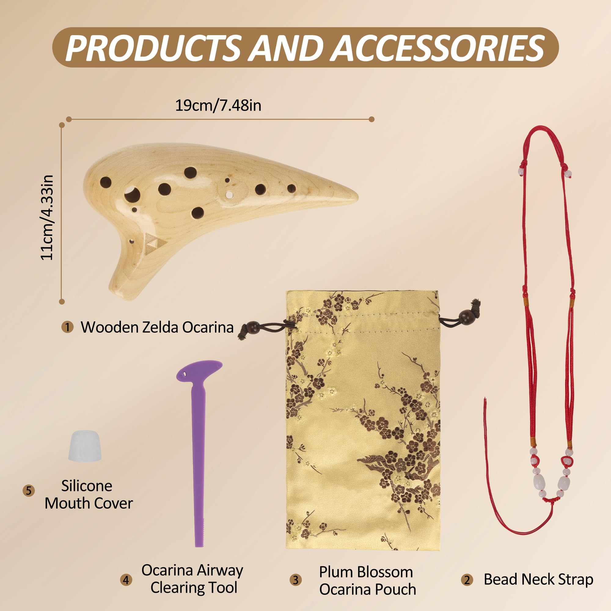 12 Hole Wooden Ocarina Alto C Maple Wood ,Tenor C Ocarina, Gift Idea for Zelda Fans