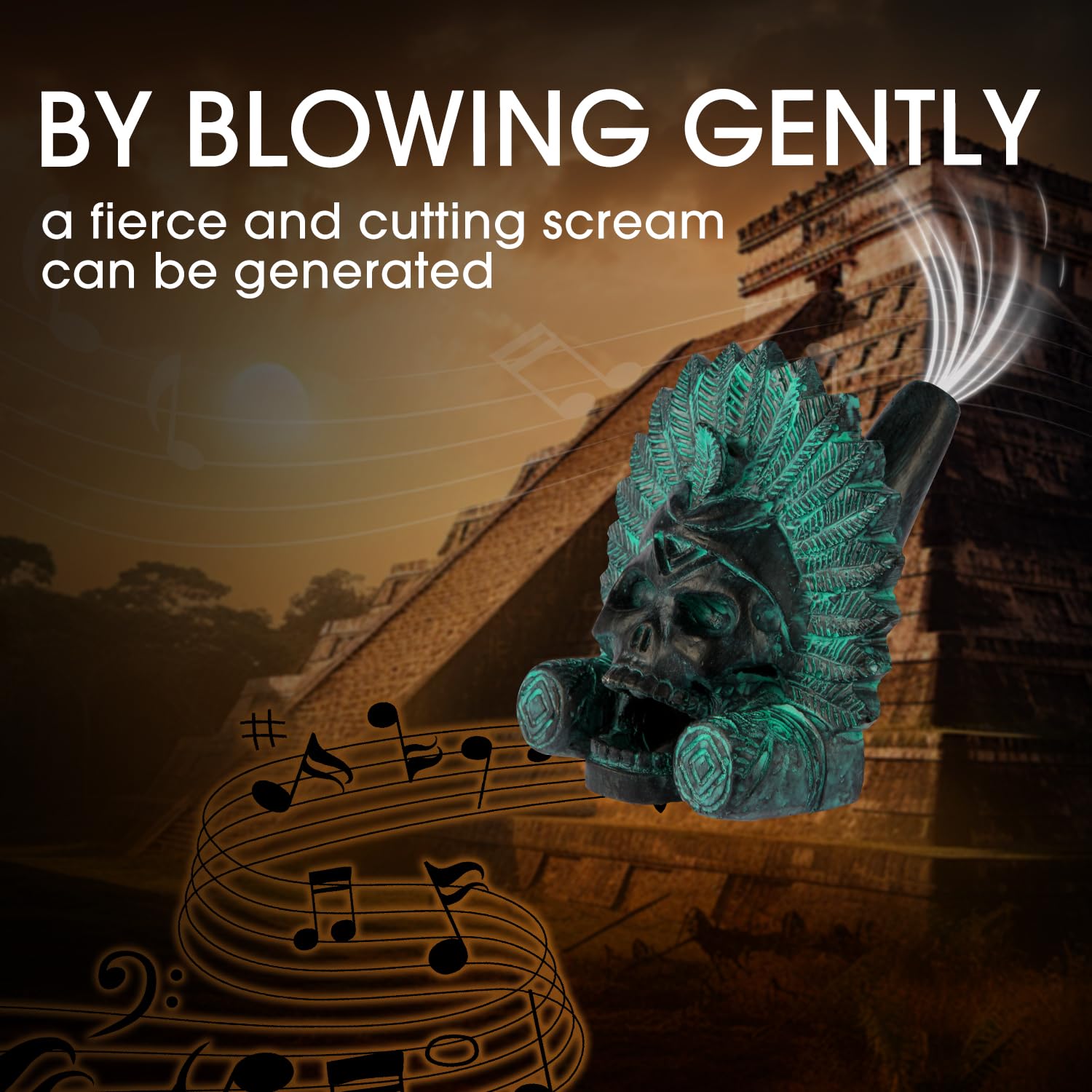 “OW” Aztec Death Whistle - Produces Loud Human-like Screams at high Decibels, 126+ Decibels Loud,Self Defense Whistle, Great Gift Idea (Ancient Bronze)