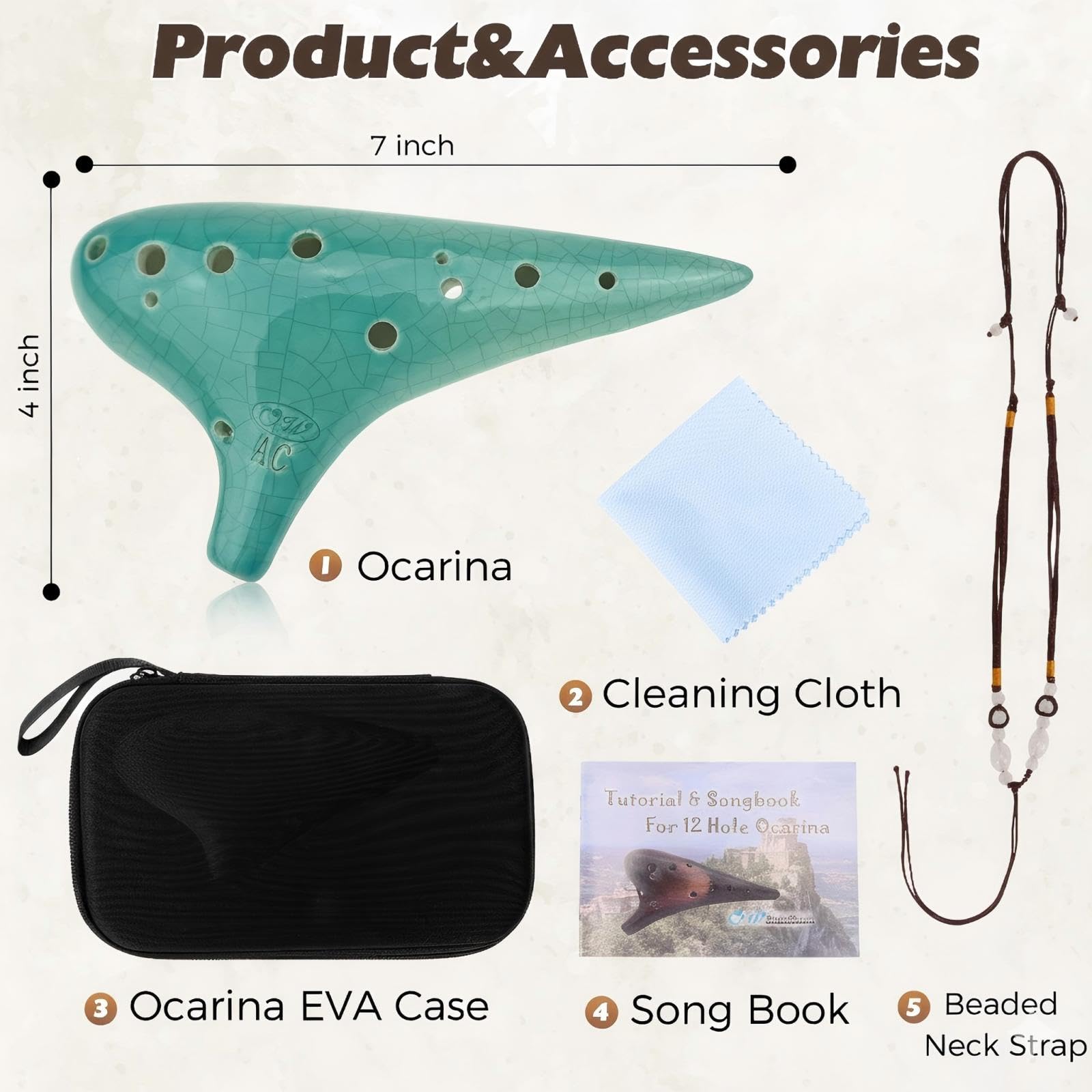 OcarinaWind® 12 Hole Ocarina Exquisite Craft of Blue Ice-crack Alto C,Tenor C Ocarina, Gift Idea