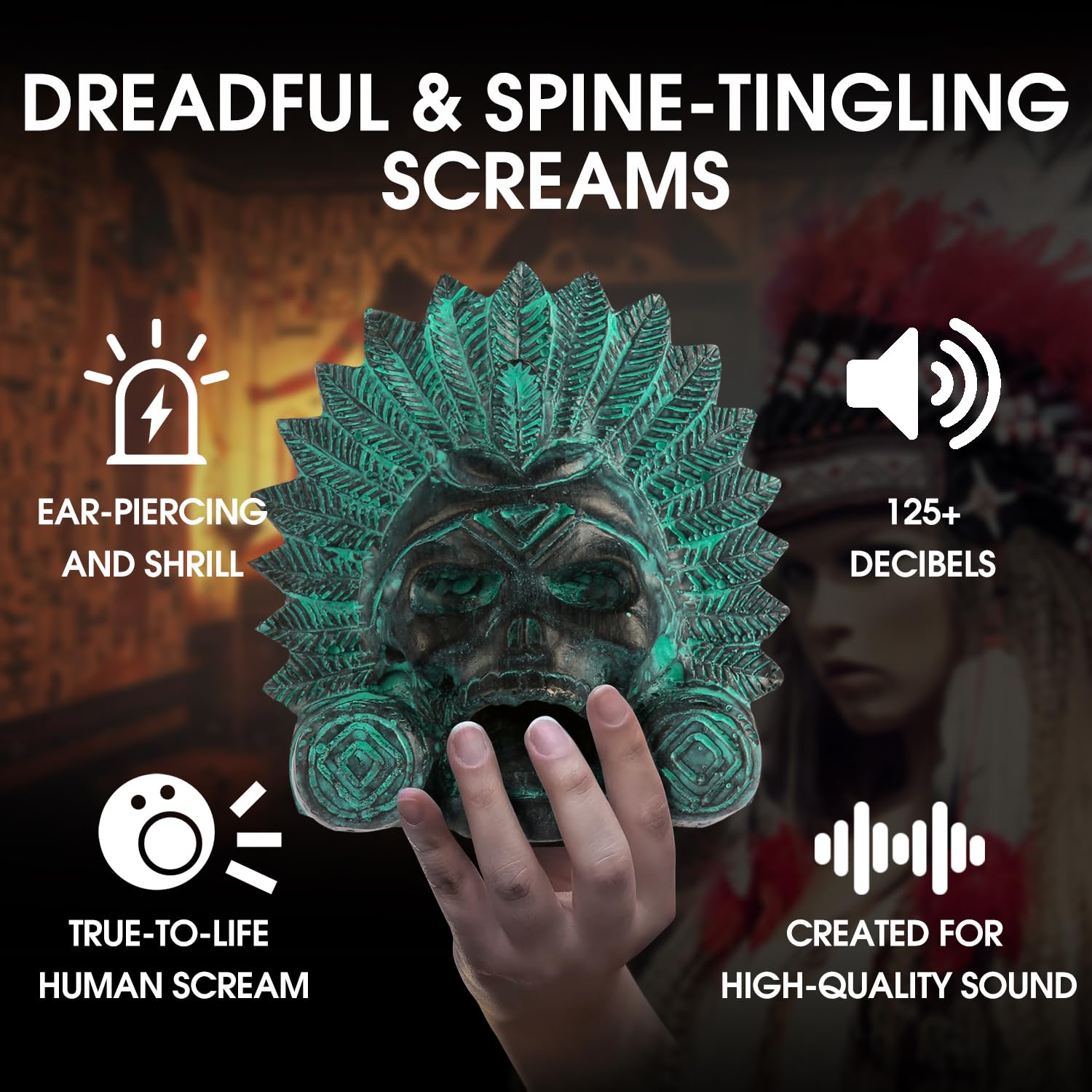 “OW” Aztec Death Whistle - Produces Loud Human-like Screams at high Decibels, 126+ Decibels Loud,Self Defense Whistle, Great Gift Idea (Ancient Bronze)