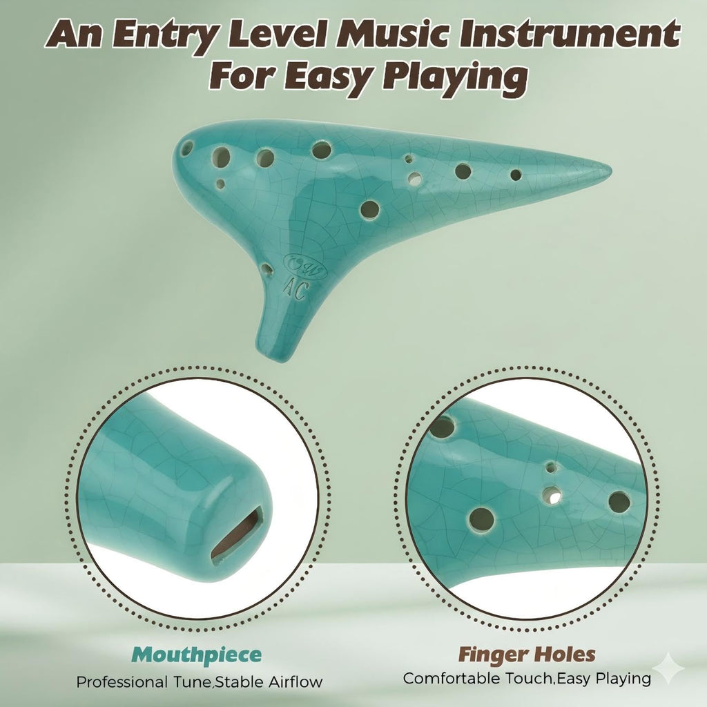 OcarinaWind® 12 Hole Ocarina Exquisite Craft of Blue Ice-crack Alto C,Tenor C Ocarina, Gift Idea