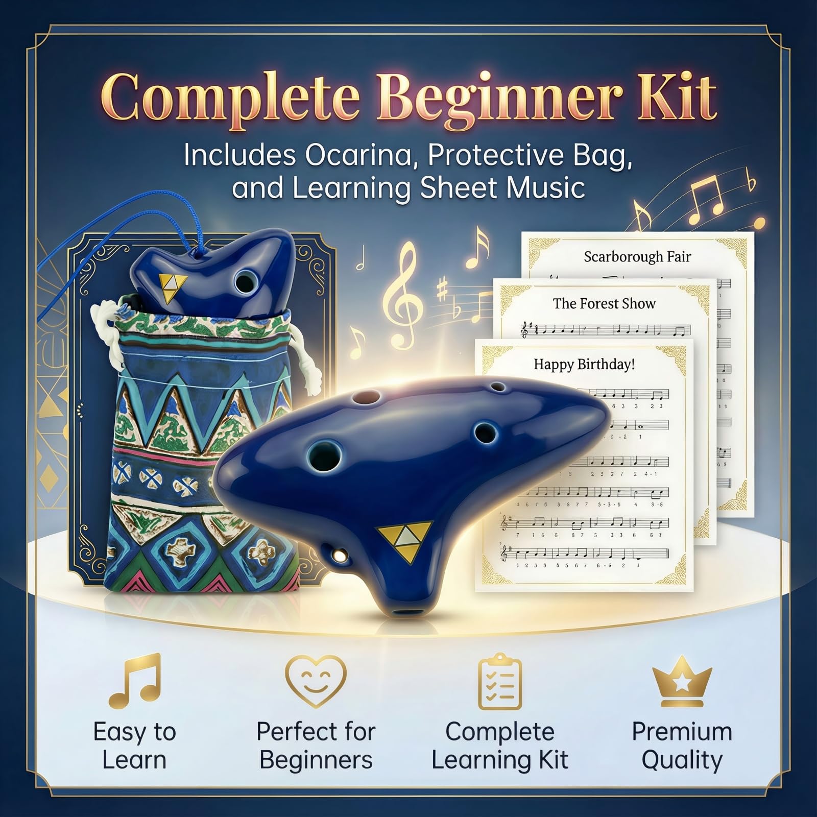 OcarinaWind® 6 Hole Zelda Ocarina From Zelda Ocarina of Time, Gift Idea