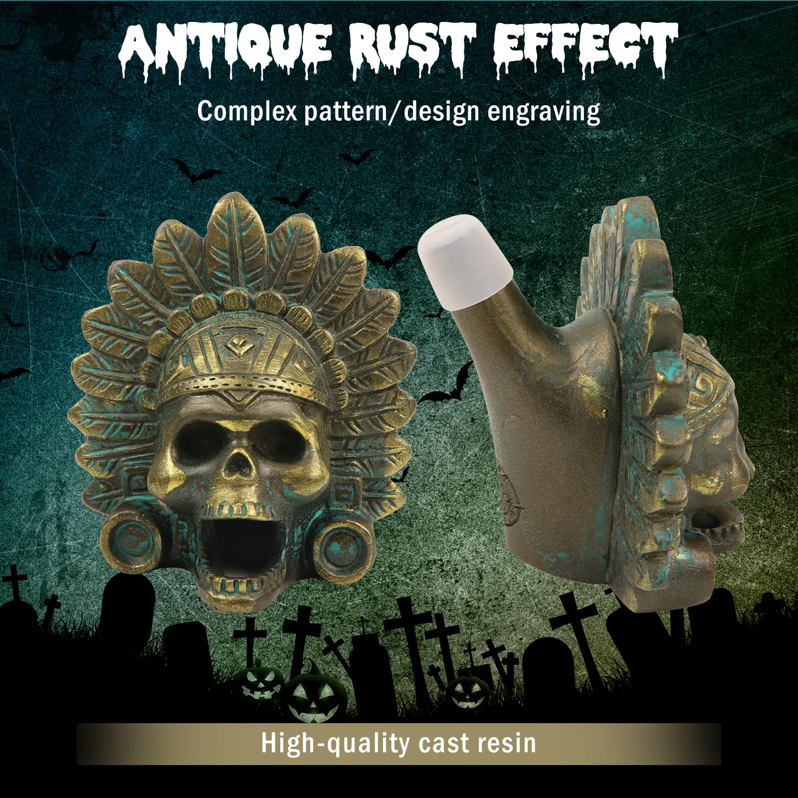 “OW” Aztec Death Whistle - Produces Loud Human-like Screams at high Decibels, 126+ Decibels Loud,Self Defense Whistle, Great Gift Idea (Antique Bronze)