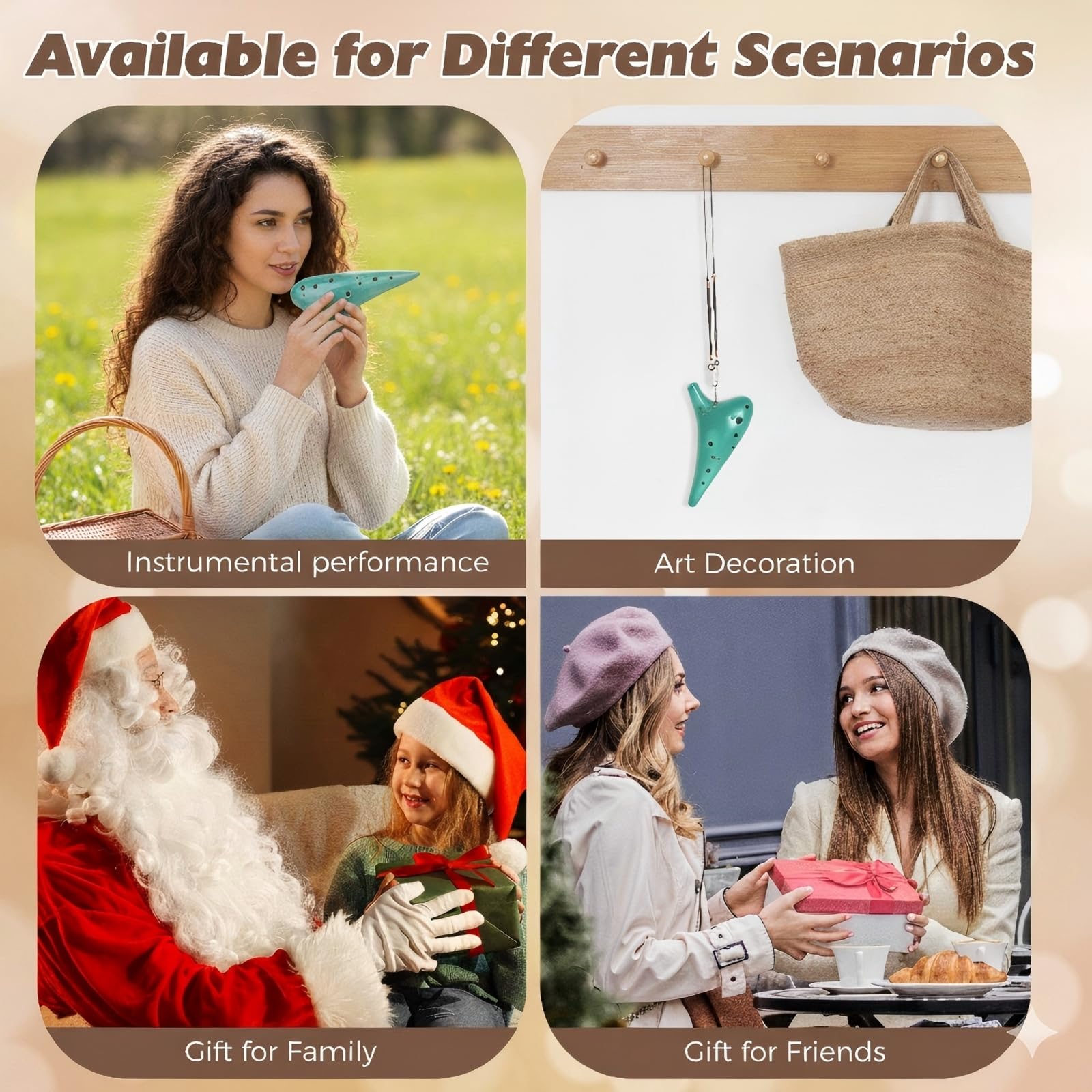 OcarinaWind® 12 Hole Ocarina Exquisite Craft of Blue Ice-crack Alto C,Tenor C Ocarina, Gift Idea