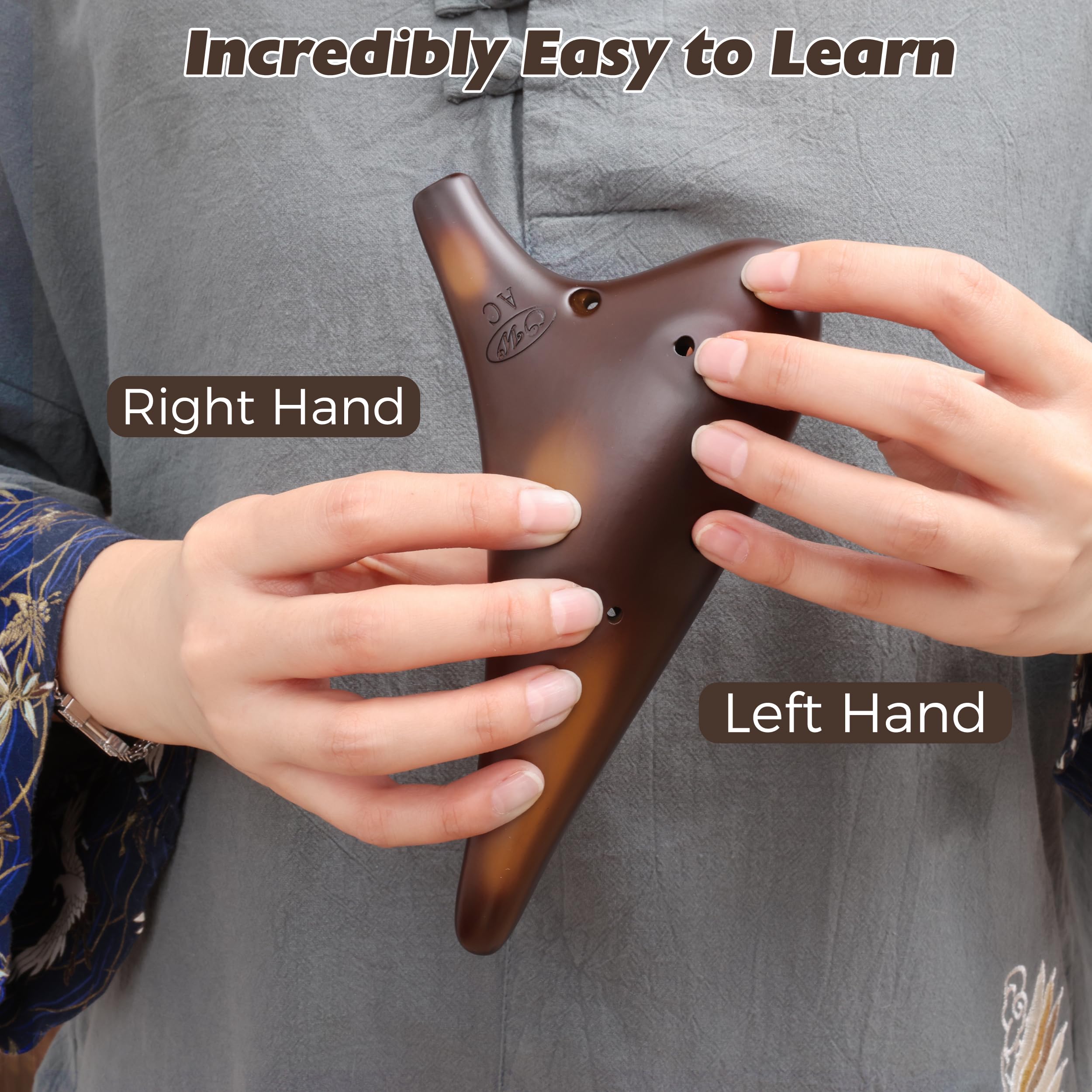 OcarinaWind "Forest Whisper" 12 Hole Ocarina Classic Straw Fire Masterpiece Collectible, Alto C Ceramic Ocarina - Highly Recommended by Shop Owner