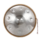"OW" hand pan in D Minor 9 notes steel hand drum + Soft Hand Pan Bag, Silver,22 inches 432HZ