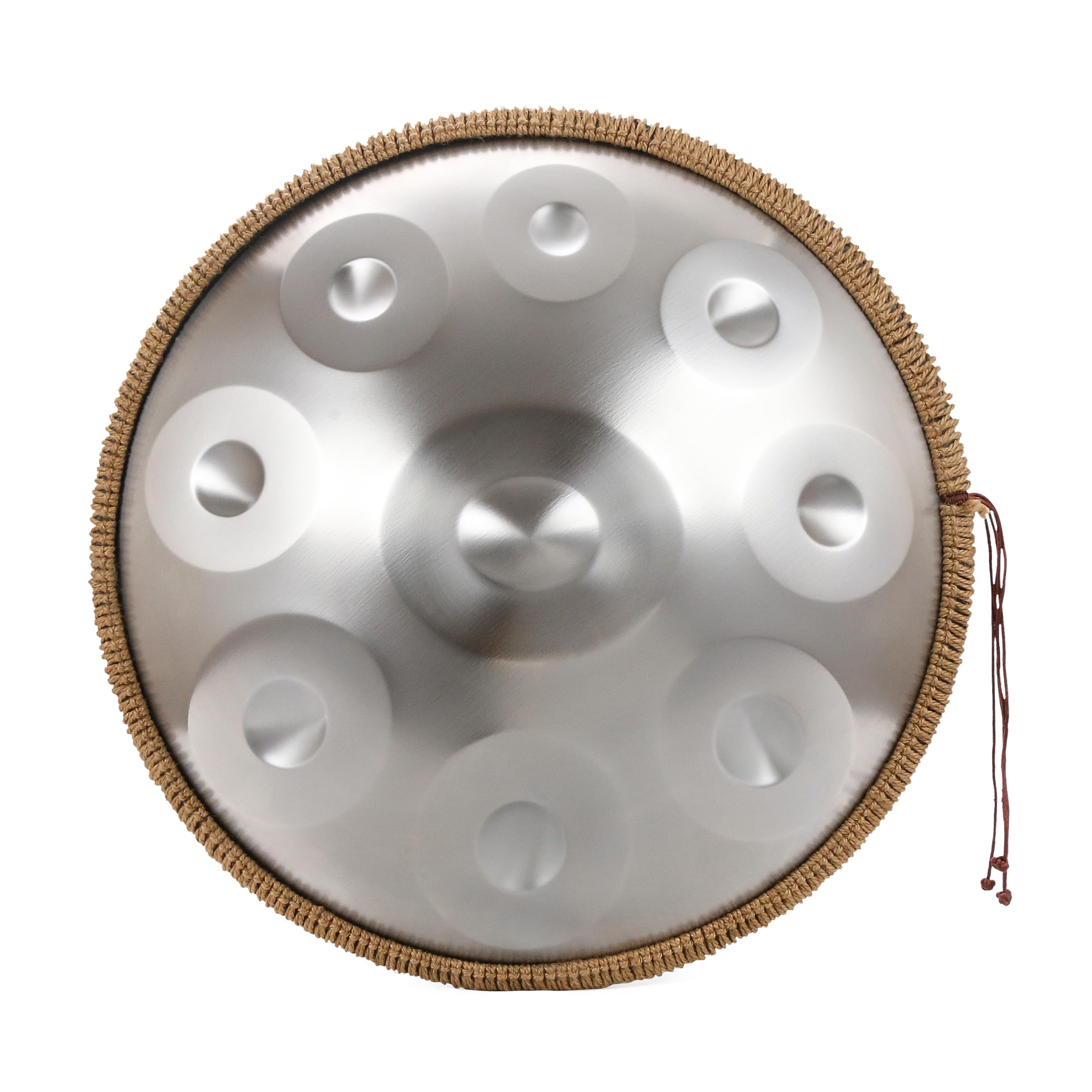 "OW" hand pan in D Minor 9 notes steel hand drum + Soft Hand Pan Bag, Silver,22 inches 432HZ