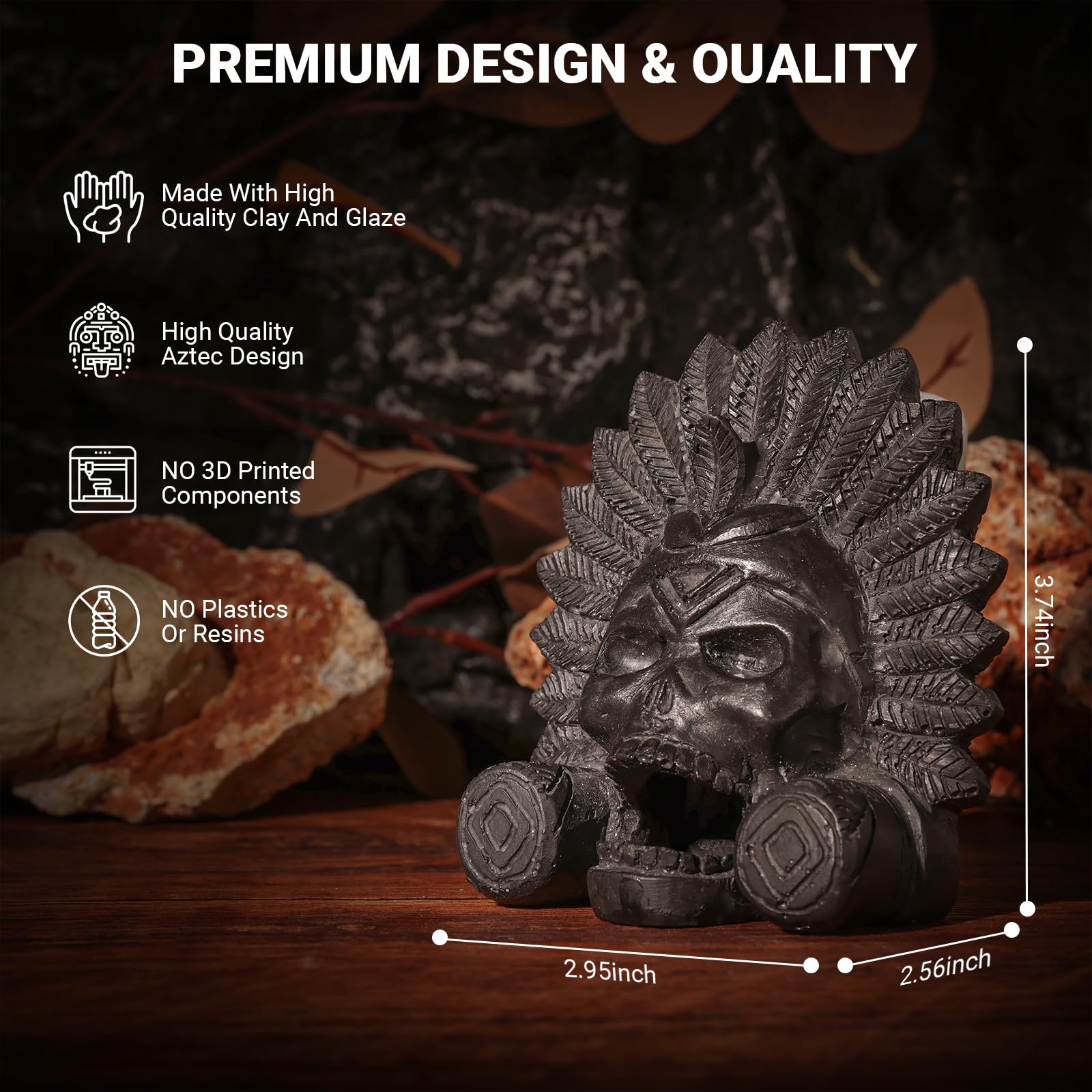 “OW” Aztec Death Whistle - Produces Loud Human-like Screams at high Decibels, 126+ Decibels Loud,Self Defense Whistle, Great Gift Idea (Black)