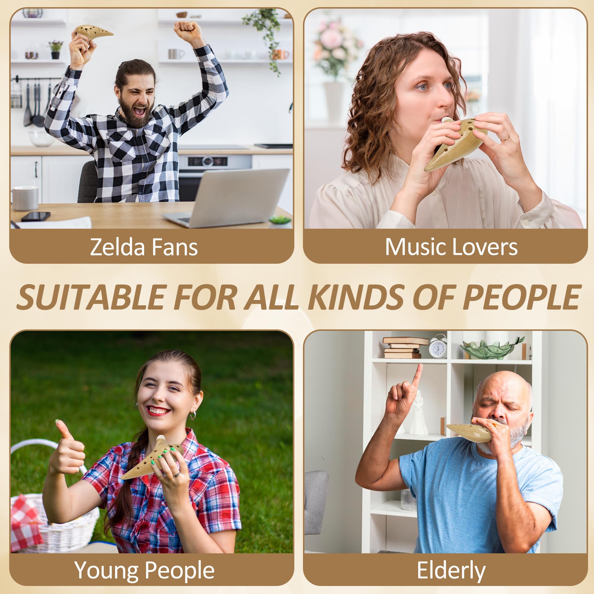 12 Hole Wooden Ocarina Alto C Maple Wood ,Tenor C Ocarina, Gift Idea for Zelda Fans