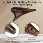 OcarinaWind "Forest Whisper" 12 Hole Ocarina Classic Straw Fire Masterpiece Collectible, Alto C Ceramic Ocarina - Highly Recommended by Shop Owner