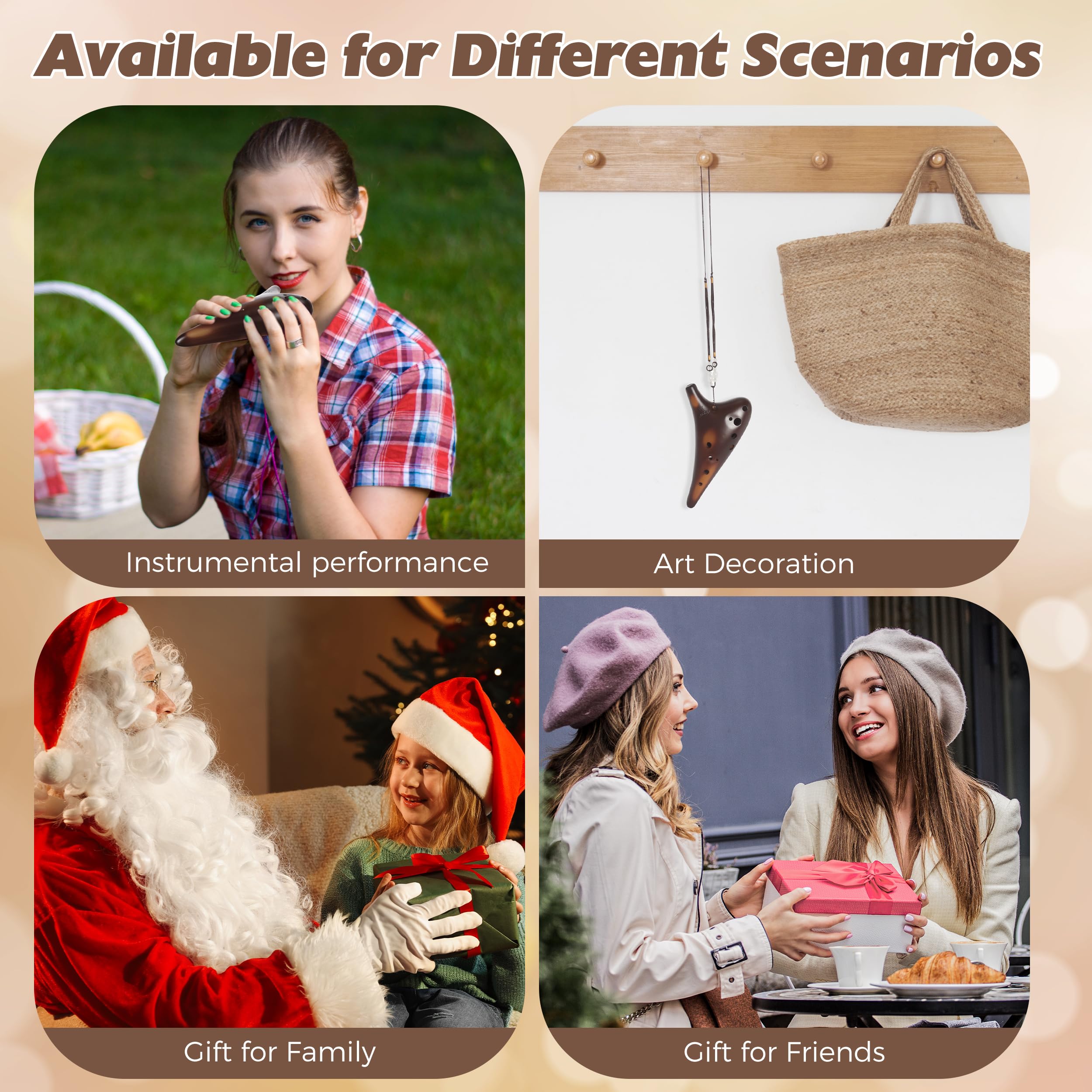 OcarinaWind "Forest Whisper" 12 Hole Ocarina Classic Straw Fire Masterpiece Collectible, Alto C Ceramic Ocarina - Highly Recommended by Shop Owner