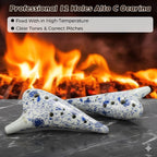 OcarinaWind 12 Hole Ocarina Classic Masterpiece Collectible, Alto C Ceramic Ocarina,White&Blue Ceramic