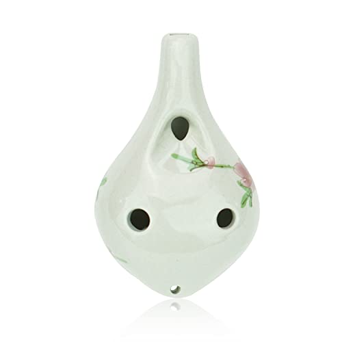 OcarinaWind "Bird Loves Flower" 6 Hole Ceramic Ocarina,6 Hole Alto C Ocarina,Hand Painting