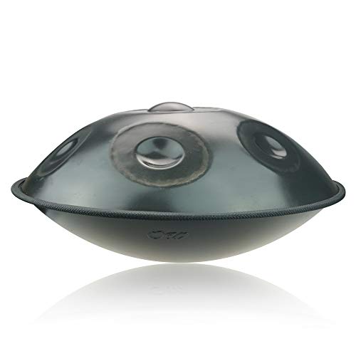 "OcarinaWind" Hand Pan in D Minor 11 Notes Steel Hand Drum,440HZ (22.8" (58cm), Black 11 Notes-D3 A3 B3b C4 D4 E4 F4 G4 A4 C5 D5) with Soft Hand Pan Bag