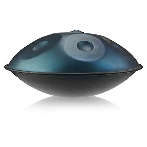 "Lark Music" hand pan in D Minor 9 notes steel hand drum + Soft Hand Pan Bag (22.8" (58cm), Deep Blue (D Minor)