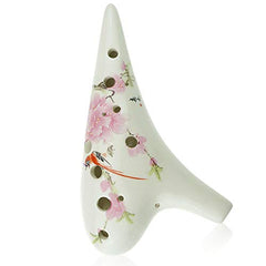 OcarinaWind"Bird Love Flower" 12 Hole Ceramic Ocarina,Hand Painting