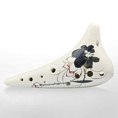 OcarinaWind Hand Painting 12 Hole Ocarina, Alto C Ocarina,Ceramic 12 Hole Ocarina (Hand Painting Lotus)