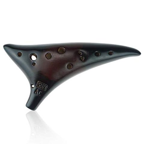 "Dragon Tooth" 12 Hole Alto C Stawfire Ceramic Ocarina, Collectible, Gift Ideas,Unique Design by OcarinaWind