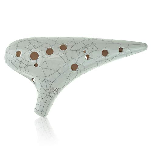 Classic 12 Hole Ceramic Ocarina Ice Crack White Ocarina Alto C Ocarina by OcarinaWind