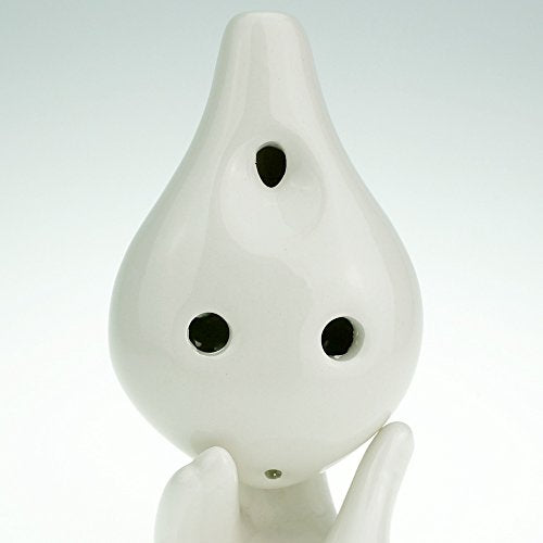 Hand Painting"Summer Lotus" 6 Hole Ocarina,Alto C,Glazed Ceramic,Beautiful Design,Wine Bottle Style by OcarinaWind