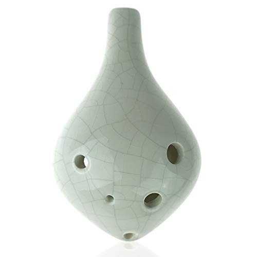 6 Hole Ocarina Ceramic Ocarina Wine Bottle Style Ice Crack Glazed Craft China White - Alto C