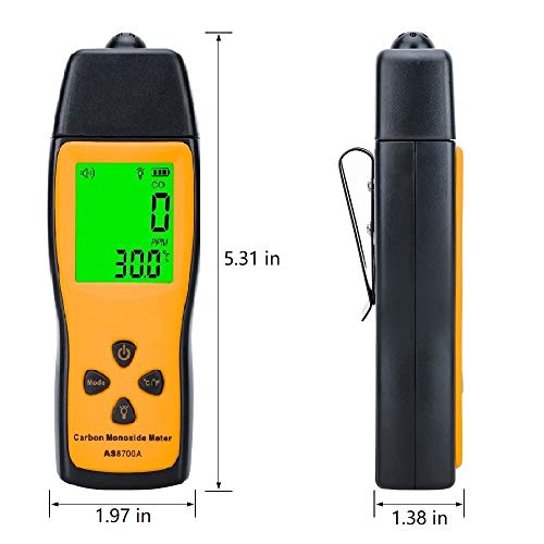 Handheld Portable Carbon Monoxide Meter, Portable CO Gas Leak Detector, Gas Monitor Tester 0～1000ppm, 1PPM Resolution(No Battery Included)