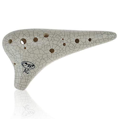 OcarinaWind 12 Hole White Ocarina Exquisite Craft of Ice-crack Alto C Version Music Instrument Gift Idea