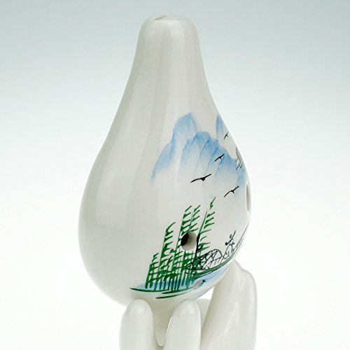 Hand Painting "Shan Shui" 6 Hole Ocarina,Alto C,Glazed Ceramic,Beautiful Design,Wine Bottle Style by OcarinaWind
