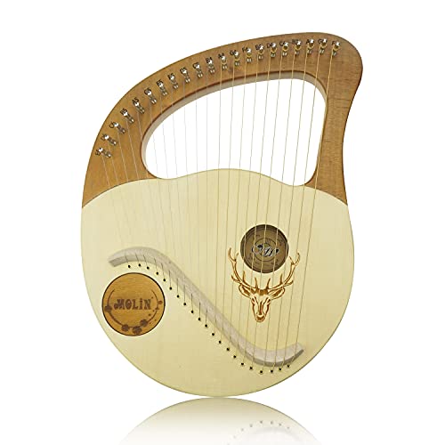 OcarinaWind Forest Melody 21-Strings Spruce Wooden Lyre Harp,Mahogany Back&Side with Carry Bag,Tuning Wrench,Guitar Picks,Cleaning Cloth and backup 21 Strings