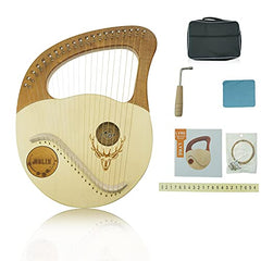OcarinaWind Forest Melody 21-Strings Spruce Wooden Lyre Harp,Mahogany Back&Side with Carry Bag,Tuning Wrench,Guitar Picks,Cleaning Cloth and backup 21 Strings