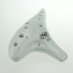 "Rhythm of Earth" 12 Hole Sweet Potato Ocarina Crack White Ceramic Alto C Ocarina,Choice for Beginner,Music Instrument Gift Idea