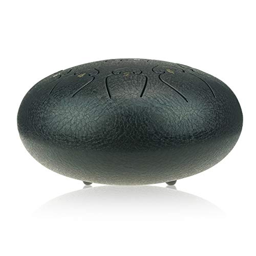"OcarinaWind" 12 inches Steel Tongue Drum Black 13 Notes,C Major,with Padded Drum Bag and Couple of Mallets, Beautifully finished and peaceful sound