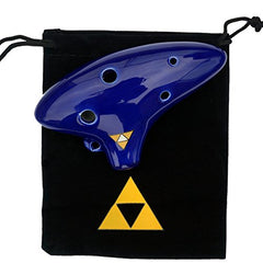 OcarinaWind 6 Hole Zelda Ocarina From Zelda Ocarina of Time,with Zelda Triforce Velvet Pouch,well Designed,easy to Play