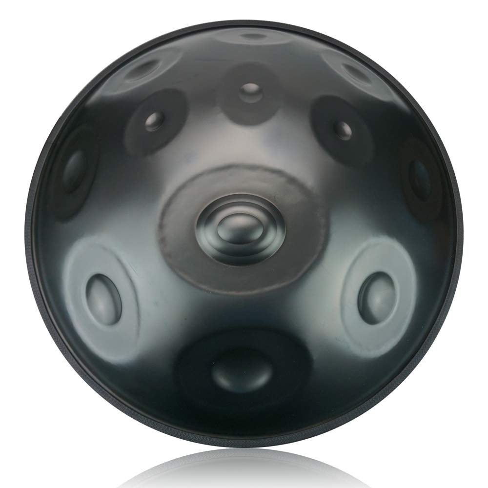 "OcarinaWind" Hand Pan in D Minor 12 Notes Steel Hand Drum,440HZ (22.8" (58cm), Black 12 Notes-D3 A3 B3b C4 D4 E4 F4 G4 A4 C5 D5 E5) with Soft Hand Pan Bag