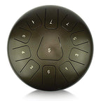 "OcarinaWind" 10 inches C Major Steel Tongue Drum Brown 11 Notes with Padded Drum Bag and Couple of Mallets, Beautifully finished and peaceful sound