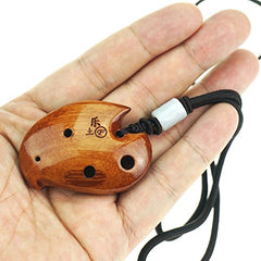 6 hole wooden ocarina elm or locust wood SSF,Exquisite Design,Mini Wooden Ocarina Necklace Music Instrument Gift Idea