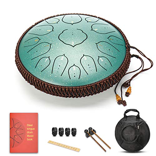 BURNING&LIN Steel Tongue Drum 15 Notes 14 Inches Handpan Drum